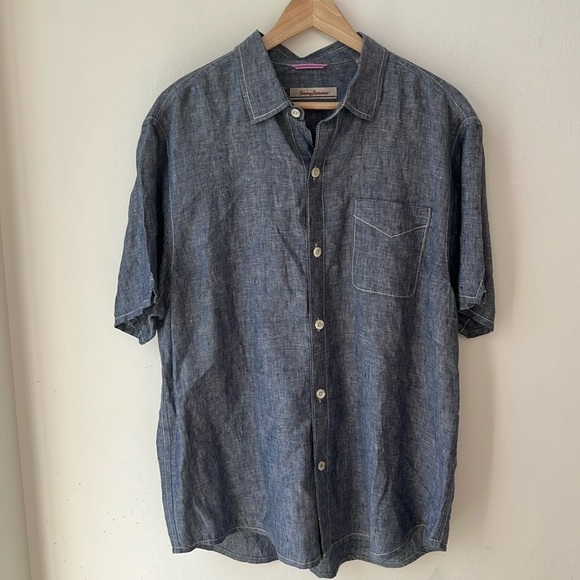 Tommy Bahama Island 100% Linen Button Down Tropical  Shirt Size Large - Picture 2 of 8